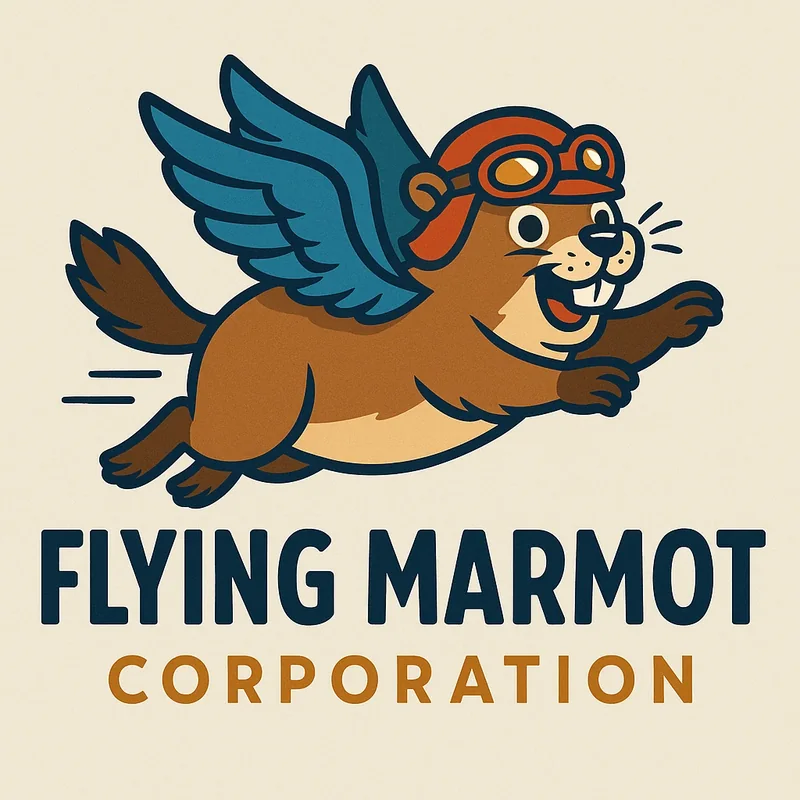 The Flying Marmot Corporation logo: the winged marmot above the company name